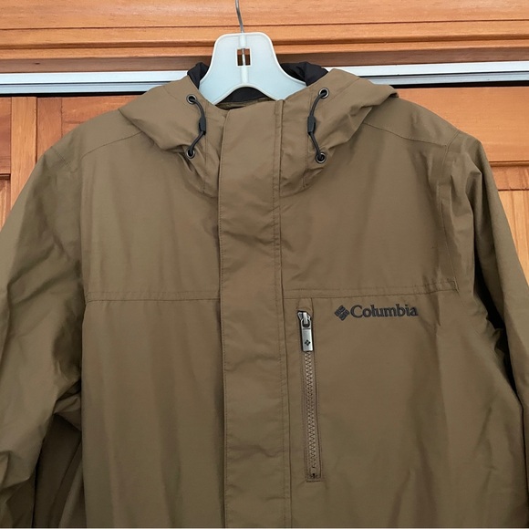 Columbia Omni-Tech Brown Hooded Waterproof Breathable Walking Rain Jacket Sz S - Picture 2 of 8